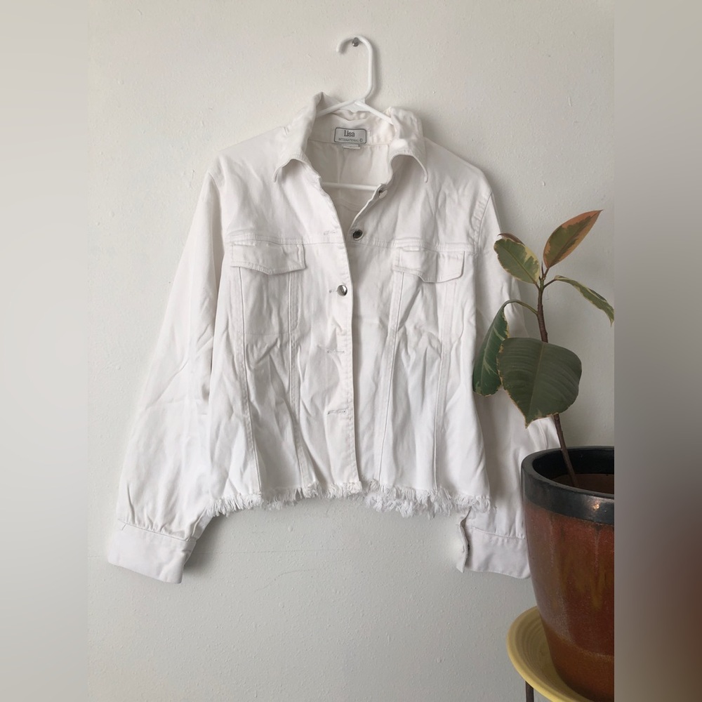 White denim jacket ragged edge